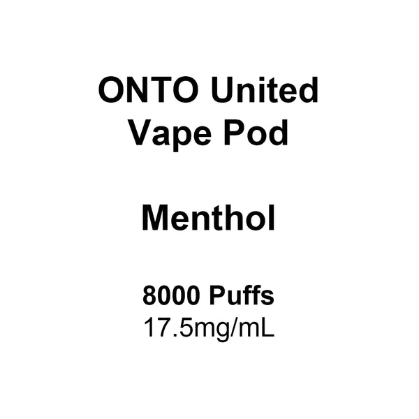 ONTO United Vape Pod Menthol