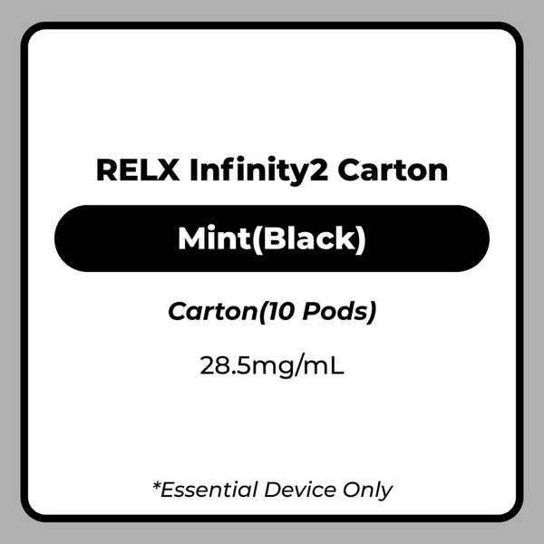 RELX Infinity 2 Mint (Black) Vape Pod 10 Pack Carton