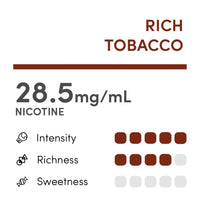 RELX Infinity 2 Rich Tobacco Pod 28.5mg/ml Nicotine Flavour Chart